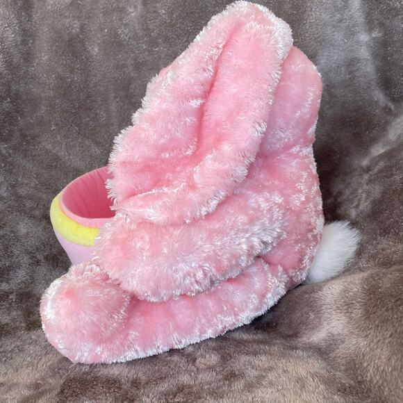 Bunny Rabbit Plush Basket Easter Candy Holder Pink Round Stuffed 10" Toy READ - Picture 5 of 11